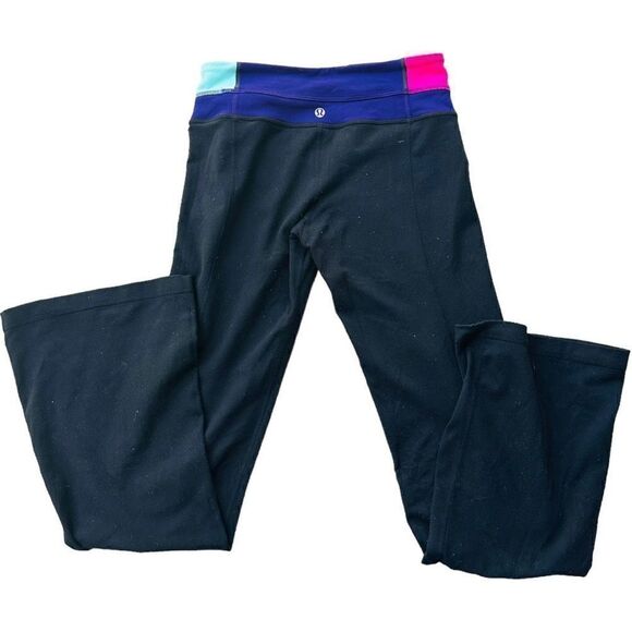 LULULEMON ATHLETICA High Rise Reversible Yoga Pant Lululemon Flared Leggings Bla - Picture 1 of 5
